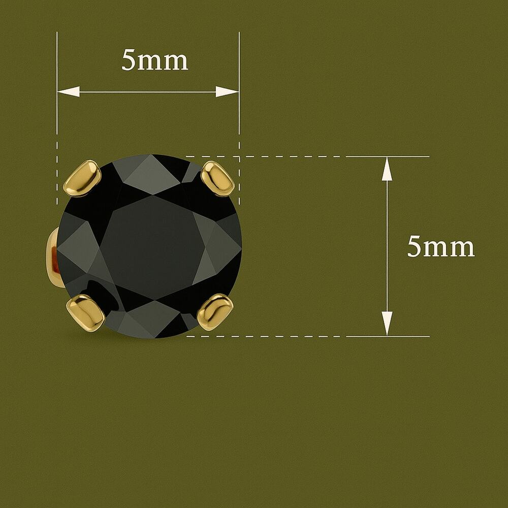 🖤 1ct Black Diamond Stud Earrings | 14K Yellow Gold | Bold & Minimalist NWT - Picture 4 of 5